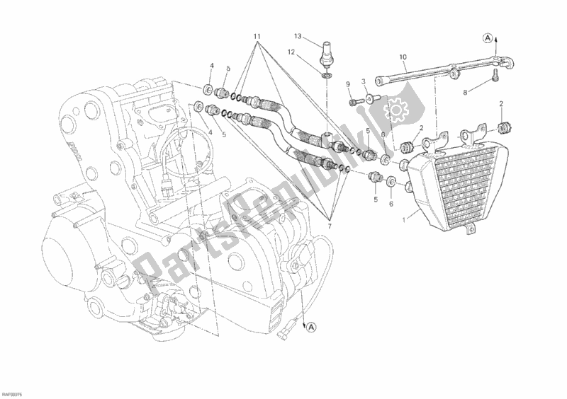 Todas as partes de Radiador De óleo do Ducati Superbike 848 EVO USA 2013